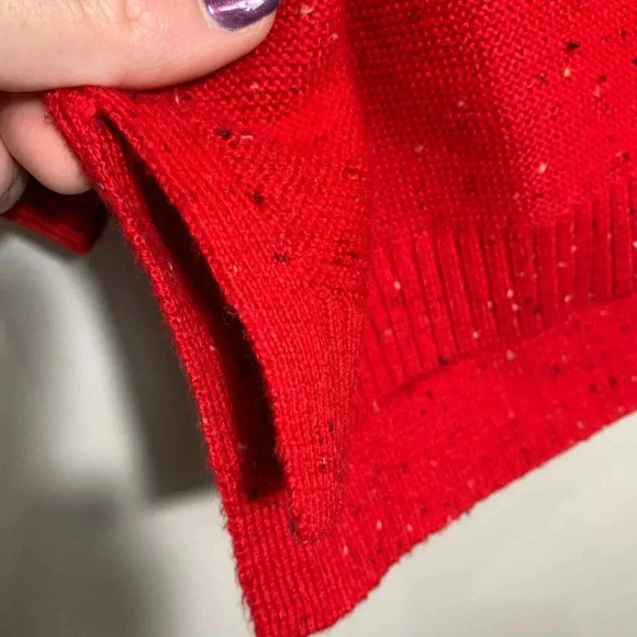 Talbots Pullover Sweater Size Medium Red Shoulder Zip Christmas Holiday career - Picture 4 of 9